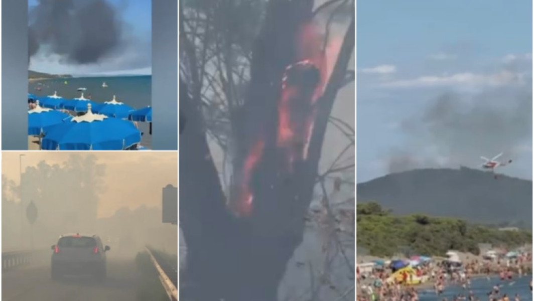 Video Incendii puternice de vegetație într-o zonă turistică din Italia. Sute de oameni au fost evacuați