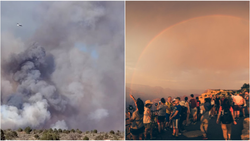 Turiști evacuați din Marele Canion: incendiu puternic provocat de un fulger. Alertă de caniculă: peste 46°C la umbră în North Rim