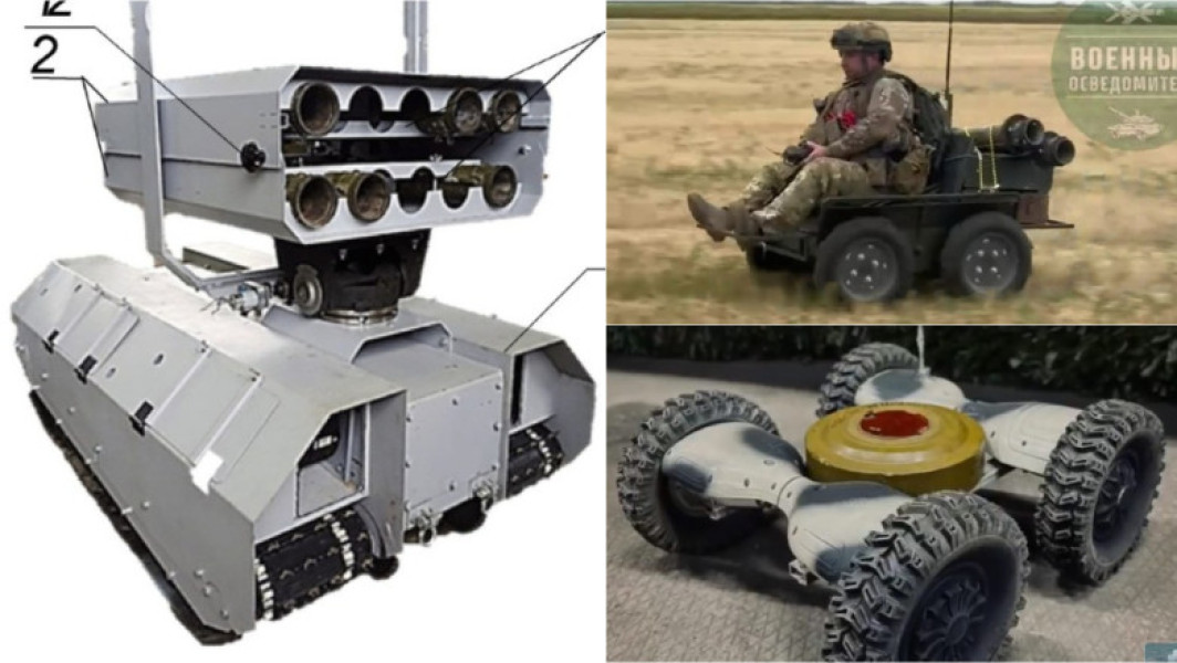 Rusia a aruncat în luptă contra Ucrainei cele mai bizare modele de roboți: autobuzul de drone, hoverboard-uri antitanc și cutii pe roți